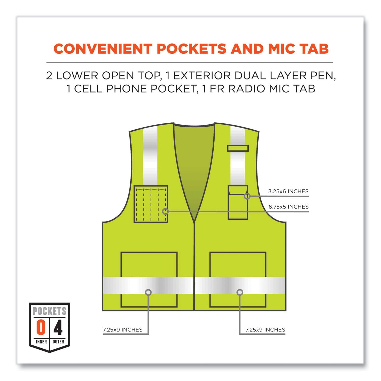 GloWear 8262FRZ Class 2 FR Surveyor Zipper Vest, Tencel/Modacrylic/Para-aramid/Kevlar, S/M, Lime, Ships in 1-3 Business Days