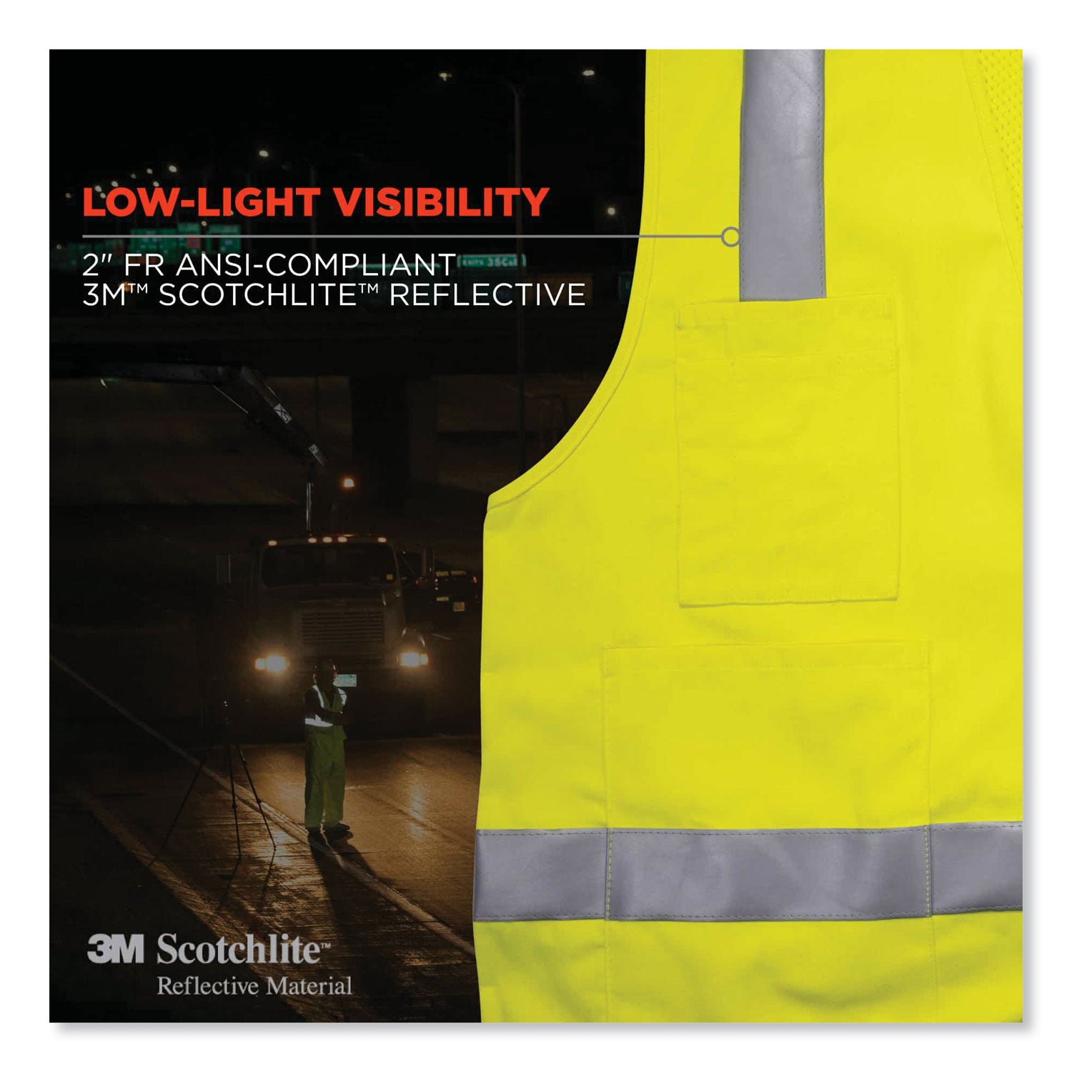 GloWear 8262FRZ Class 2 FR Surveyor Zipper Vest, Tencel/Modacrylic/Para-aramid/Kevlar, L/XL, Lime, Ships in 1-3 Business Days