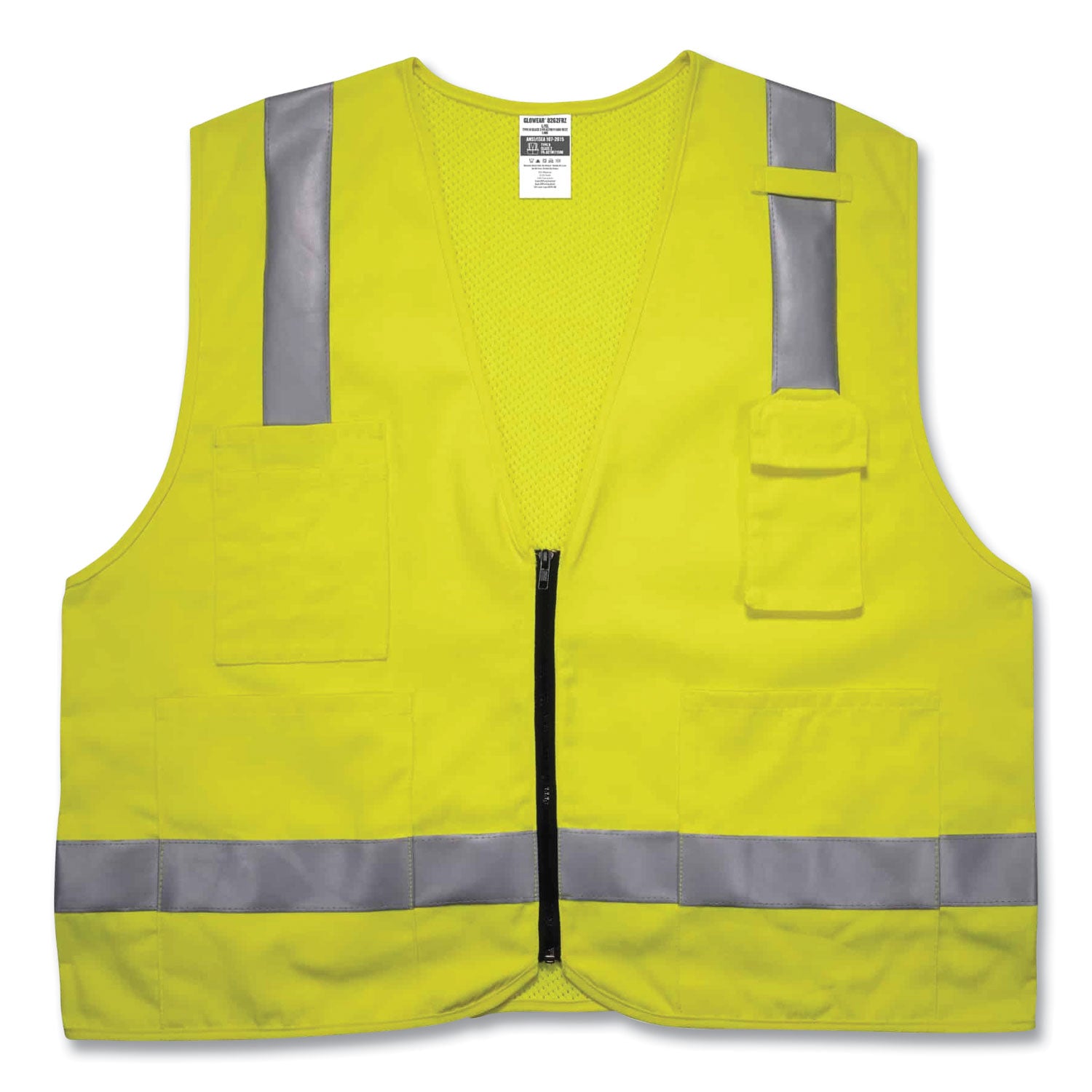 glowear-8262frz-class-2-fr-surveyor-zip-vest-tencel-modacrylic-para-aramid-kevlar-2xl-3xl-lime-ships-in-1-3-business-days_ego21487 - 1