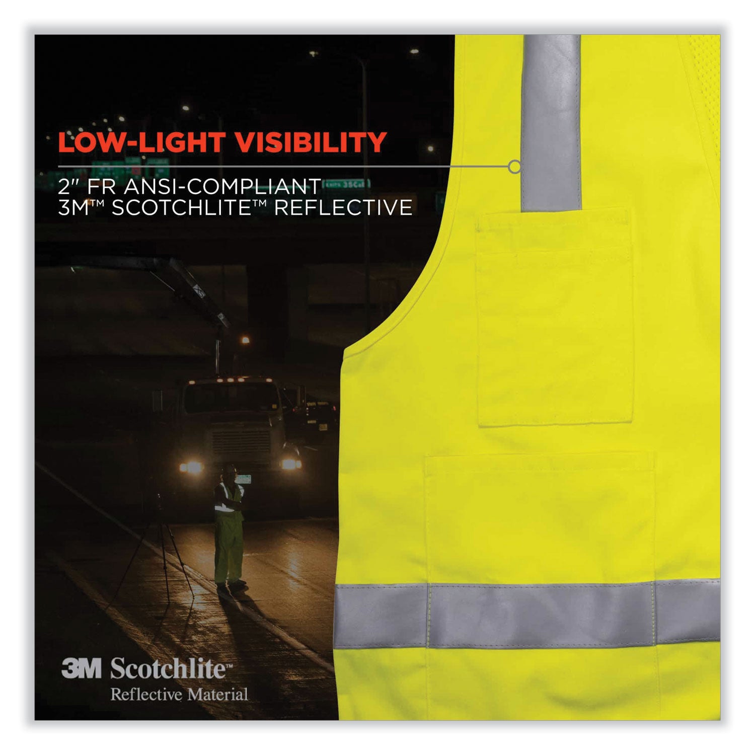 GloWear 8262FRZ Class 2 FR Surveyor Zip Vest, Tencel/Modacrylic/Para-aramid/Kevlar, 2XL/3XL, Lime, Ships in 1-3 Business Days