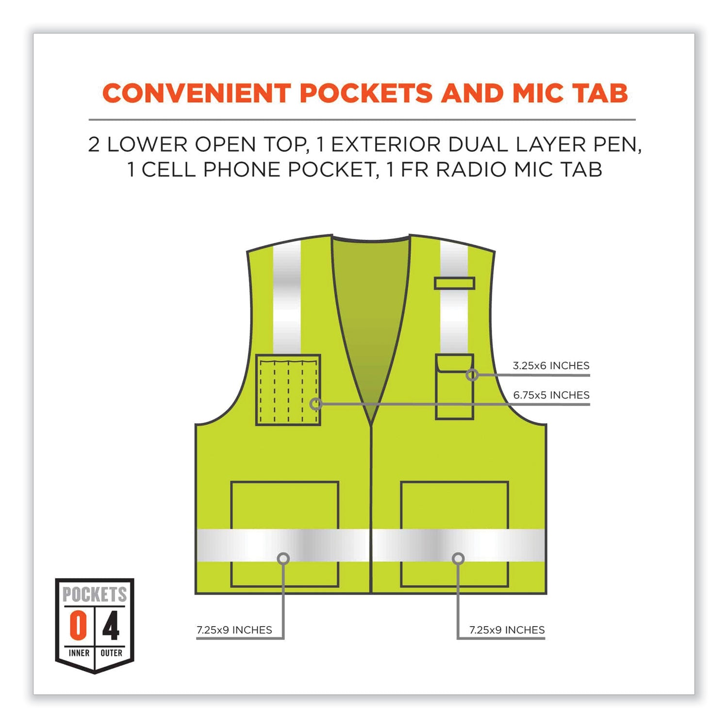 GloWear 8262FRZ Class 2 FR Surveyor Zip Vest, Tencel/Modacrylic/Para-aramid/Kevlar, 2XL/3XL, Lime, Ships in 1-3 Business Days