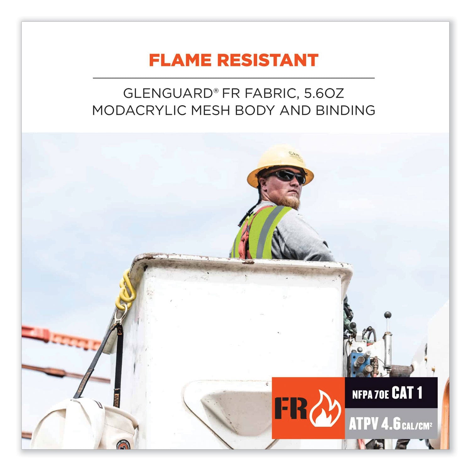 GloWear 8260FRHL Class 2 FR Safety Hook and Loop Vest, Modacrylic/Kevlar, Small/Medium, Lime, Ships in 1-3 Business Days