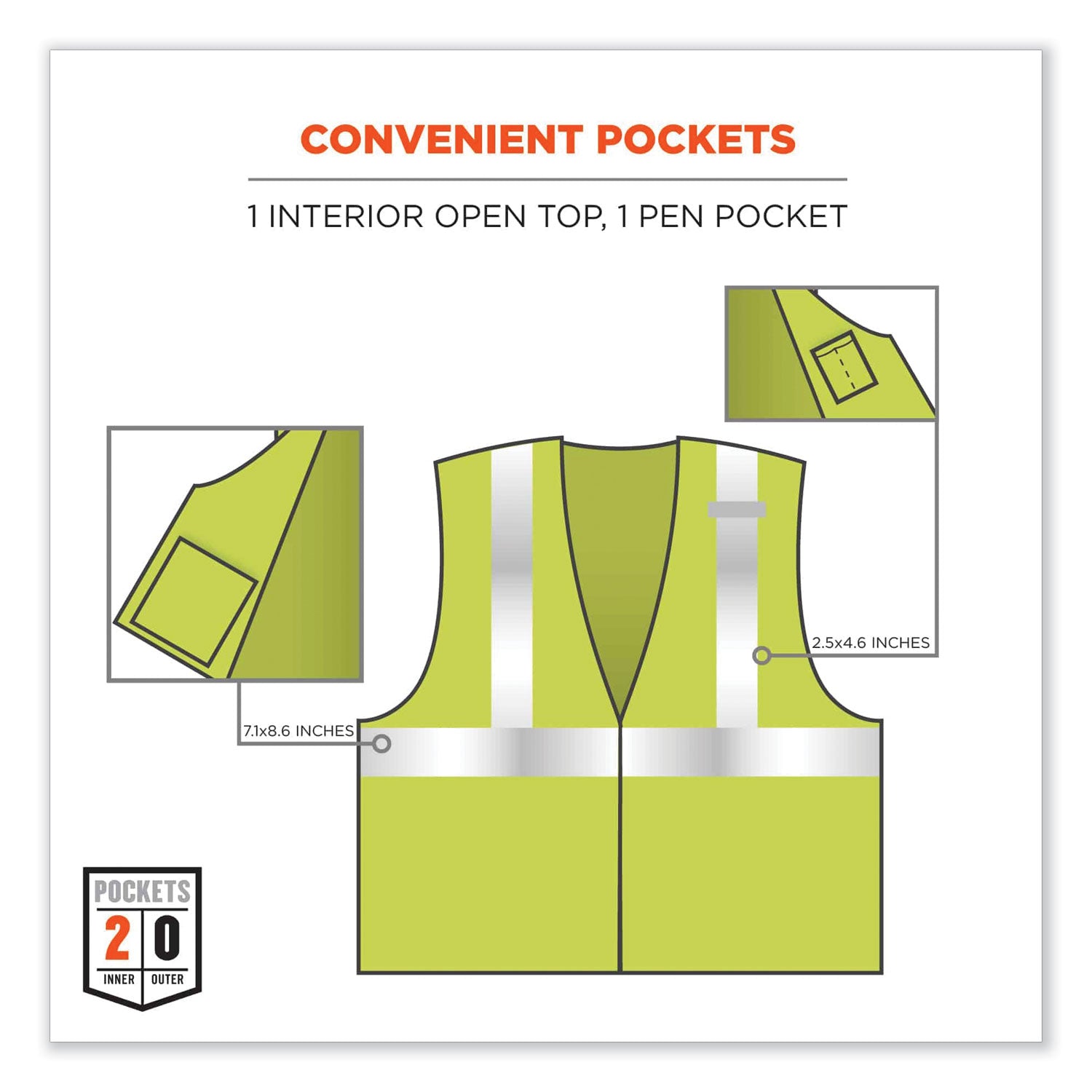 GloWear 8260FRHL Class 2 FR Safety Hook and Loop Vest, Modacrylic/Kevlar, Small/Medium, Lime, Ships in 1-3 Business Days