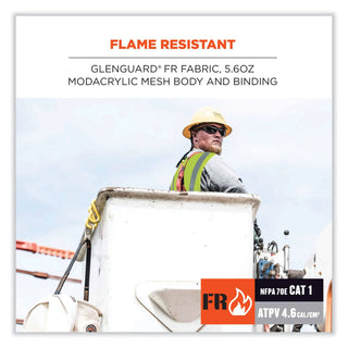 GloWear 8260FRHL Class 2 FR Safety Hook and Loop Vest, Modacrylic/Kevlar, Large/X-Large, Lime, Ships in 1-3 Business Days