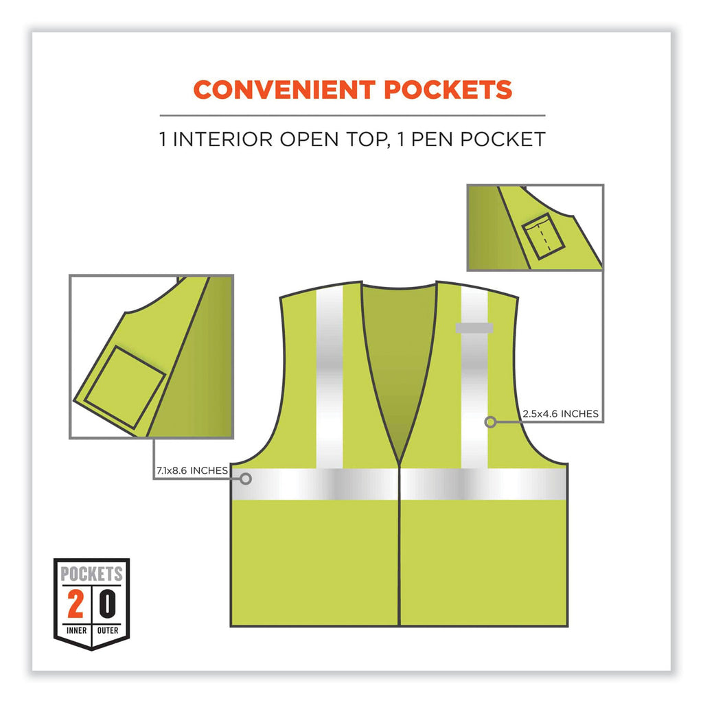 GloWear 8260FRHL Class 2 FR Safety Hook and Loop Vest, Modacrylic/Kevlar, Large/X-Large, Lime, Ships in 1-3 Business Days
