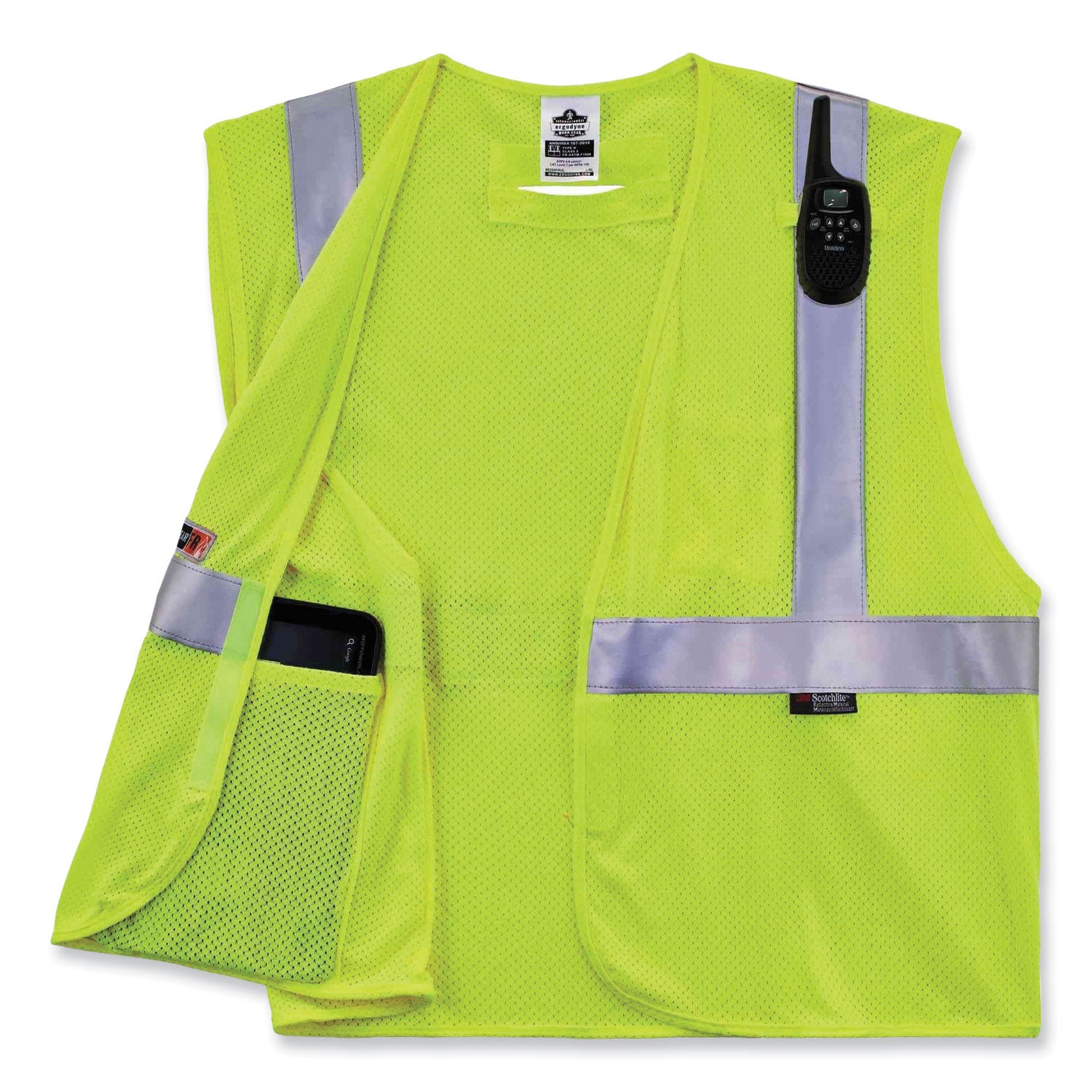 GloWear 8260FRHL Class 2 FR Safety Hook and Loop Vest, Modacrylic/Kevlar, Large/X-Large, Lime, Ships in 1-3 Business Days