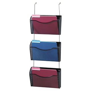 Mesh Three-Pack Wall Files, 3 Sections, Letter Size, 14" x 6.63" x 33.5", Black, 3/Pack - 