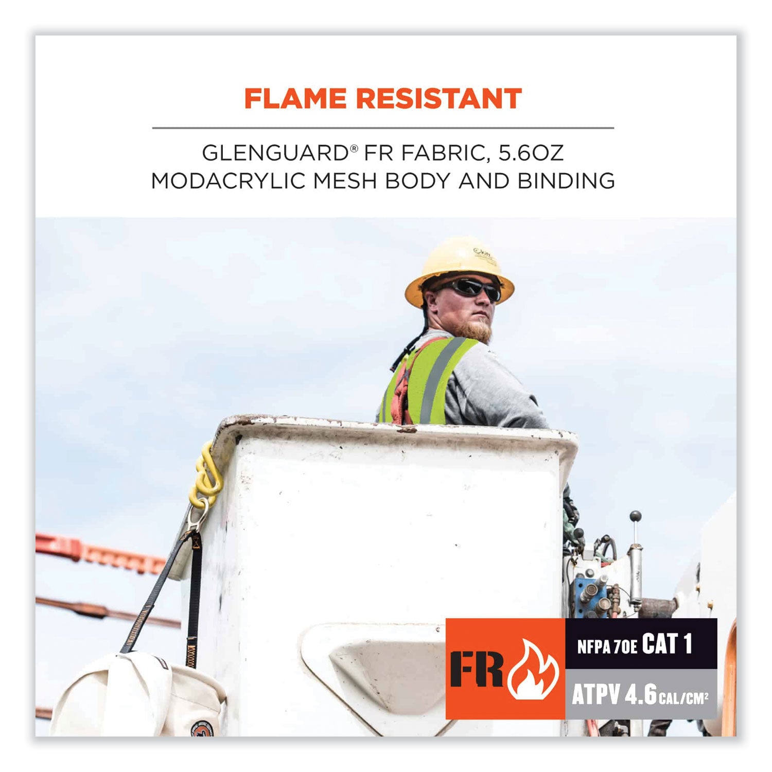 GloWear 8260FRHL Class 2 FR Safety Hook and Loop Vest, Modacrylic/Kevlar, 2X-Large/3X-Large, Lime, Ships in 1-3 Business Days
