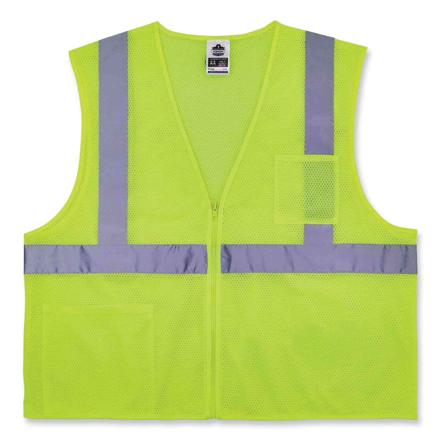 glowear-8256z-class-2-self-extinguishing-zipper-vest-polyester-small-medium-lime-ships-in-1-3-business-days_ego21573 - 1