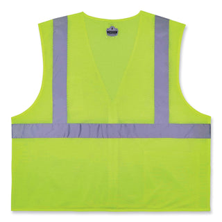 GloWear 8256Z Class 2 Self-Extinguishing Zipper Vest, Polyester, Small/Medium, Lime, Ships in 1-3 Business Days