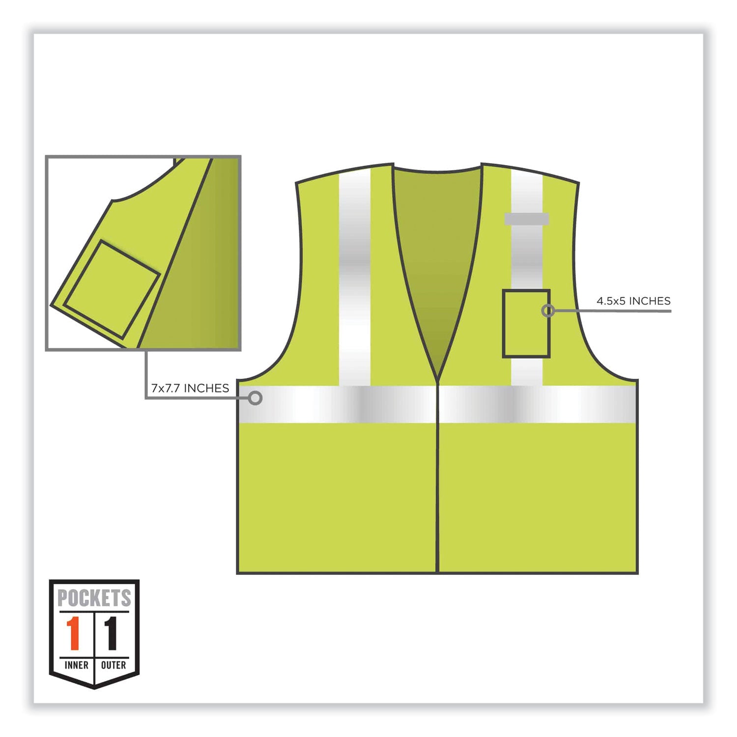 GloWear 8256Z Class 2 Self-Extinguishing Zipper Vest, Polyester, Small/Medium, Lime, Ships in 1-3 Business Days