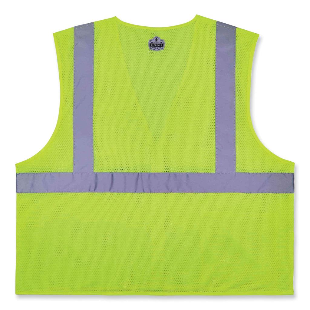 GloWear 8256Z Class 2 Self-Extinguishing Zipper Vest, Polyester, Large/X-Large, Lime, Ships in 1-3 Business Days