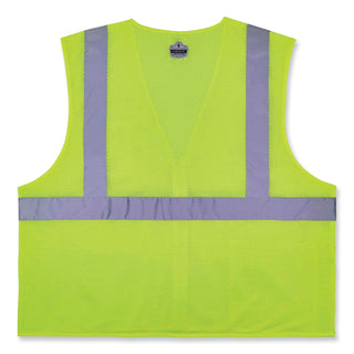 GloWear 8256Z Class 2 Self-Extinguishing Zipper Vest, Polyester, Large/X-Large, Lime, Ships in 1-3 Business Days