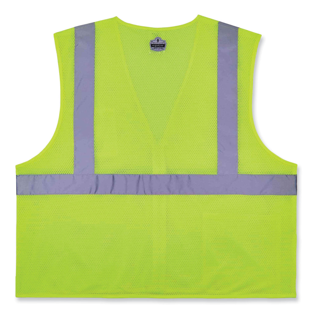 GloWear 8256Z Class 2 Self-Extinguishing Zipper Vest, Polyester, 2X-Large/3X-Large, Lime, Ships in 1-3 Business Days