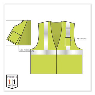 GloWear 8256Z Class 2 Self-Extinguishing Zipper Vest, Polyester, 4X-Large/5X-Large, Lime, Ships in 1-3 Business Days