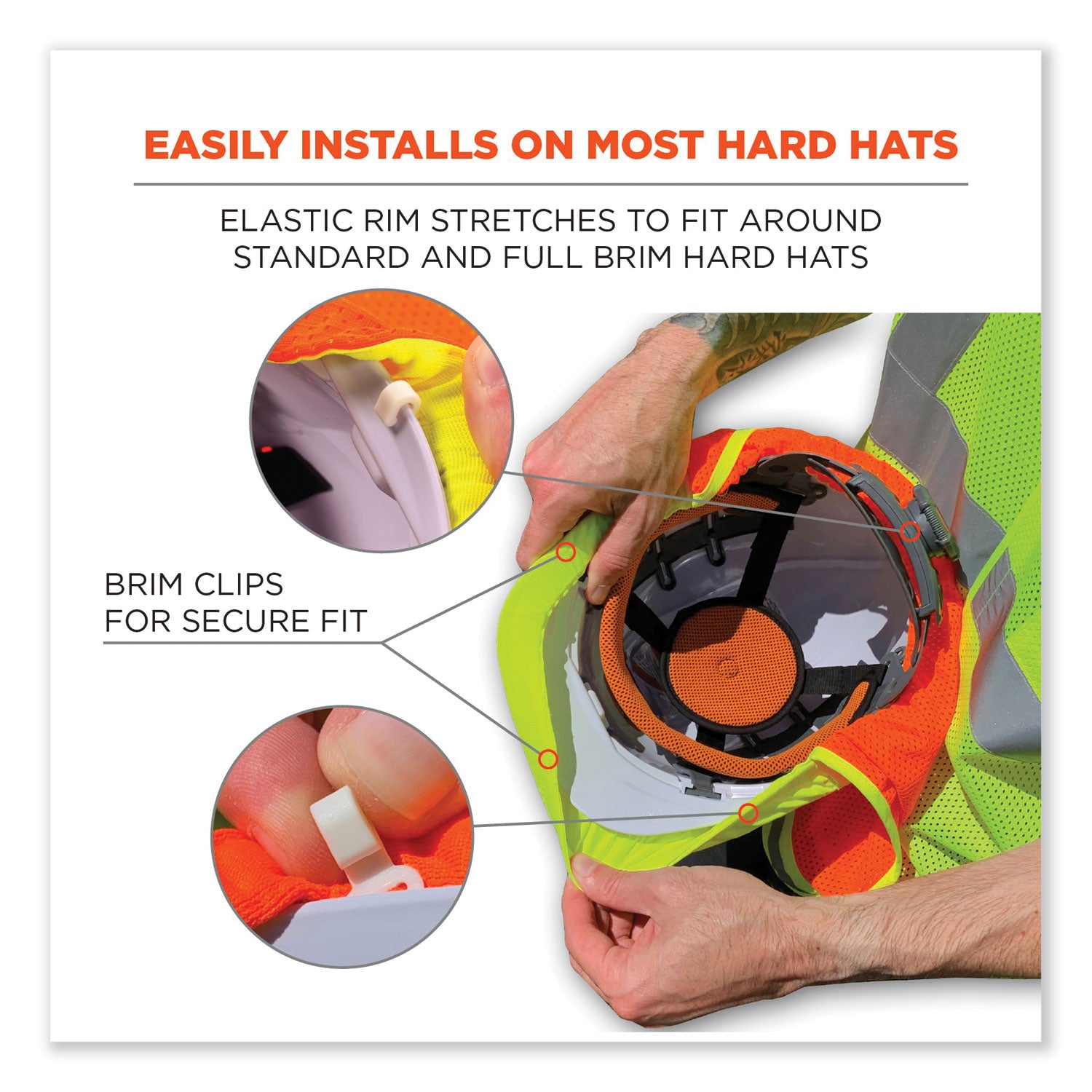 GloWear 8005 Hi-Vis Hard Hat Neck Shade, 20 x 12.5, Orange, Ships in 1-3 Business Days