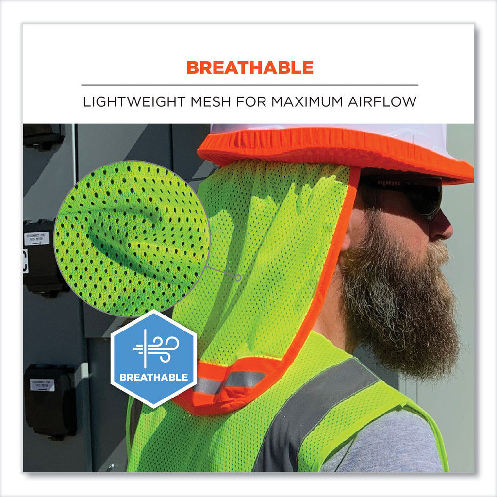 GloWear 8005 Hi-Vis Hard Hat Neck Shade, 20 x 12.5, Lime, Ships in 1-3 Business Days