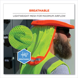 GloWear 8005 Hi-Vis Hard Hat Neck Shade, 20 x 12.5, Lime, Ships in 1-3 Business Days