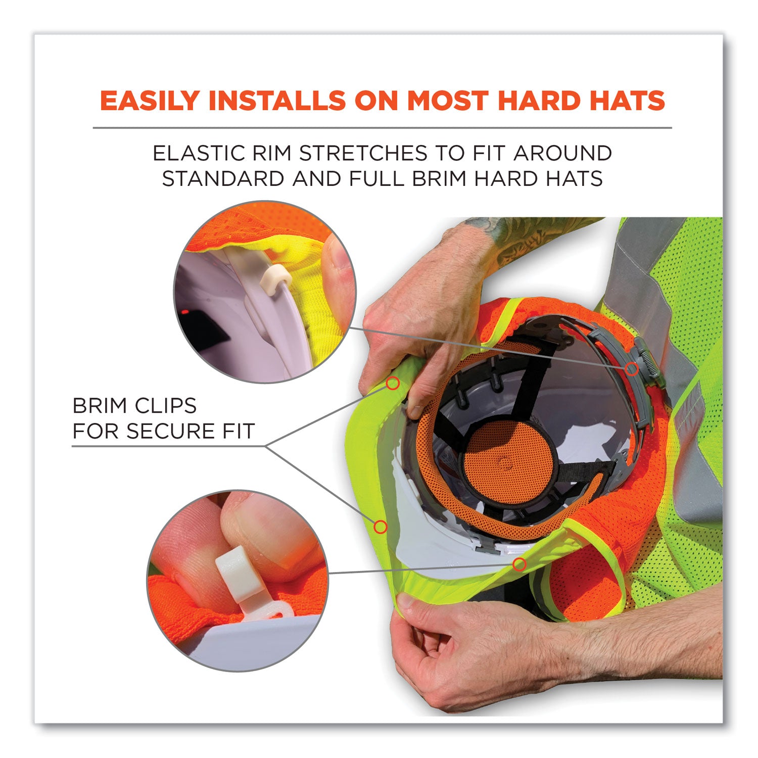 GloWear 8005 Hi-Vis Hard Hat Neck Shade, 20 x 12.5, Lime, Ships in 1-3 Business Days