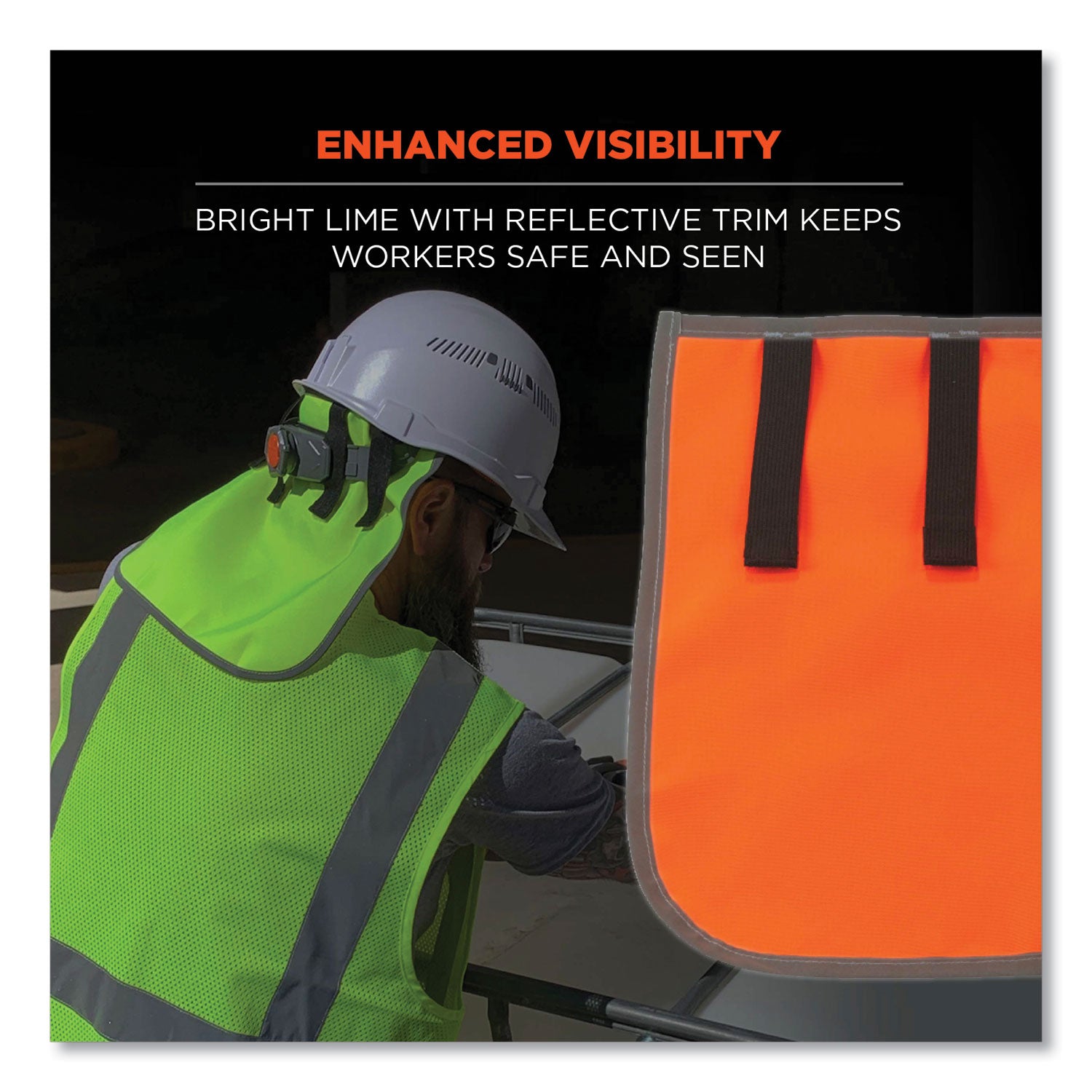GloWear 8006 Hi-Vis Hard Hat Neck Shade, 12.25 x 10.5, Orange, Ships in 1-3 Business Days