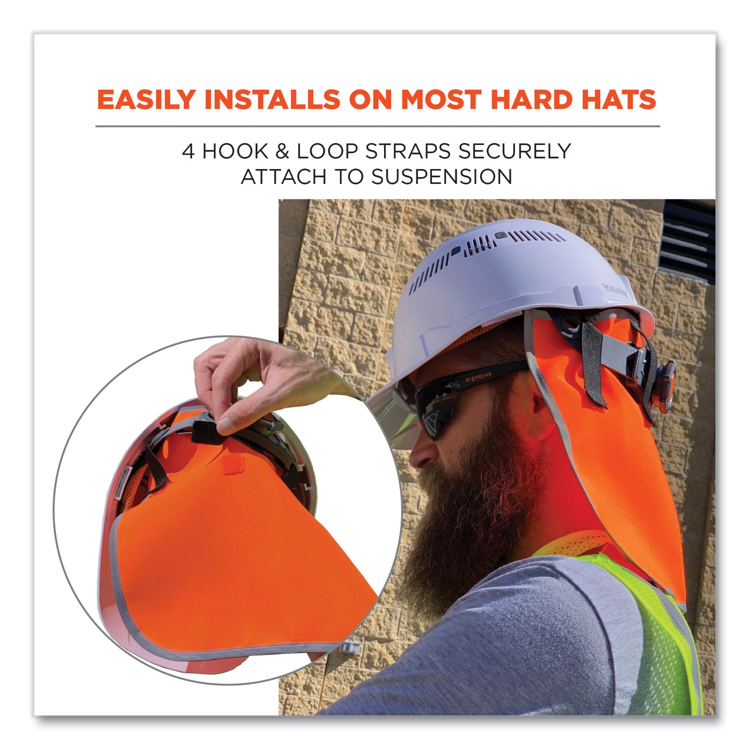 GloWear 8006 Hi-Vis Hard Hat Neck Shade, 12.25 x 10.5, Orange, Ships in 1-3 Business Days