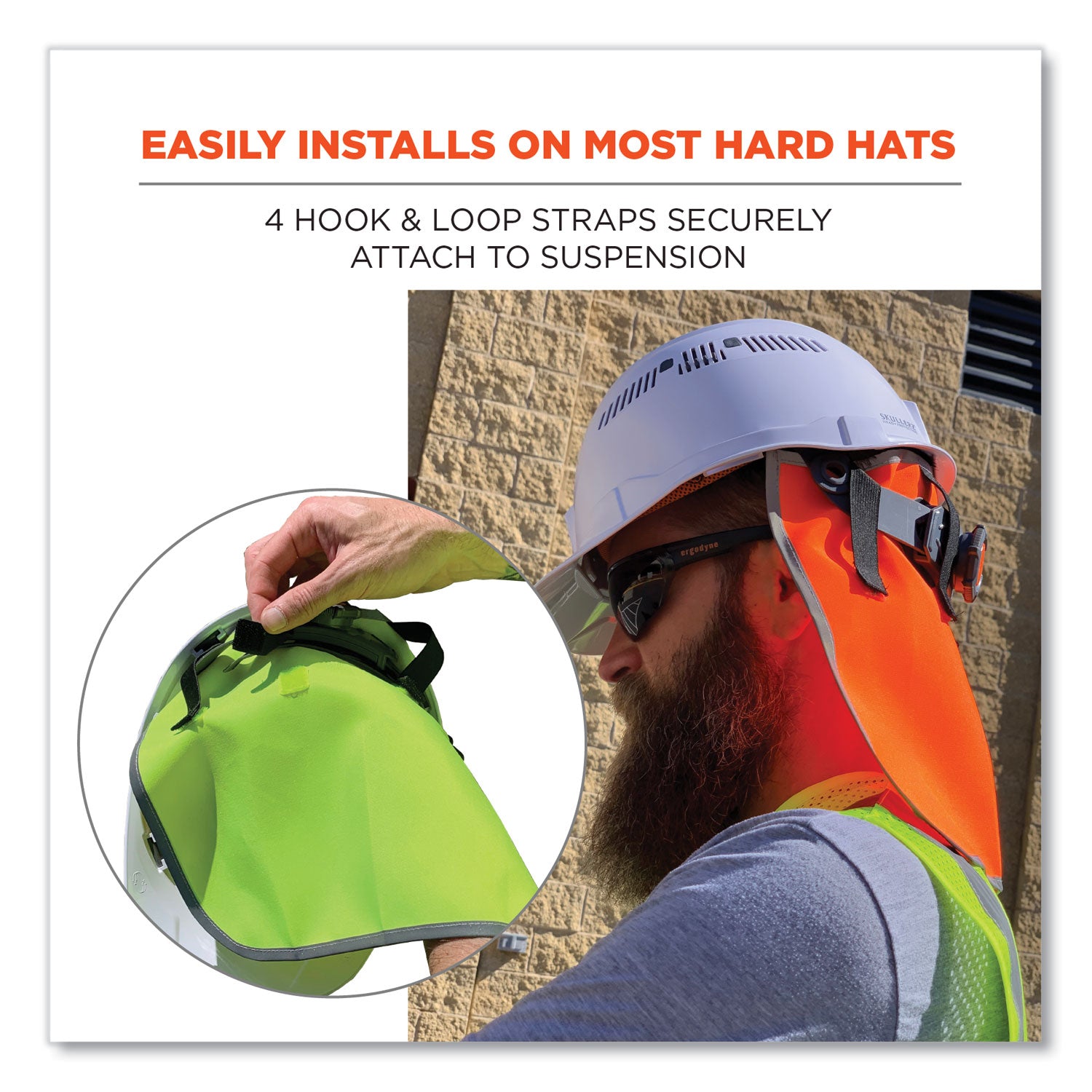 GloWear 8006 Hi-Vis Hard Hat Neck Shade, 12.25 x 10.5, Lime, Ships in 1-3 Business Days
