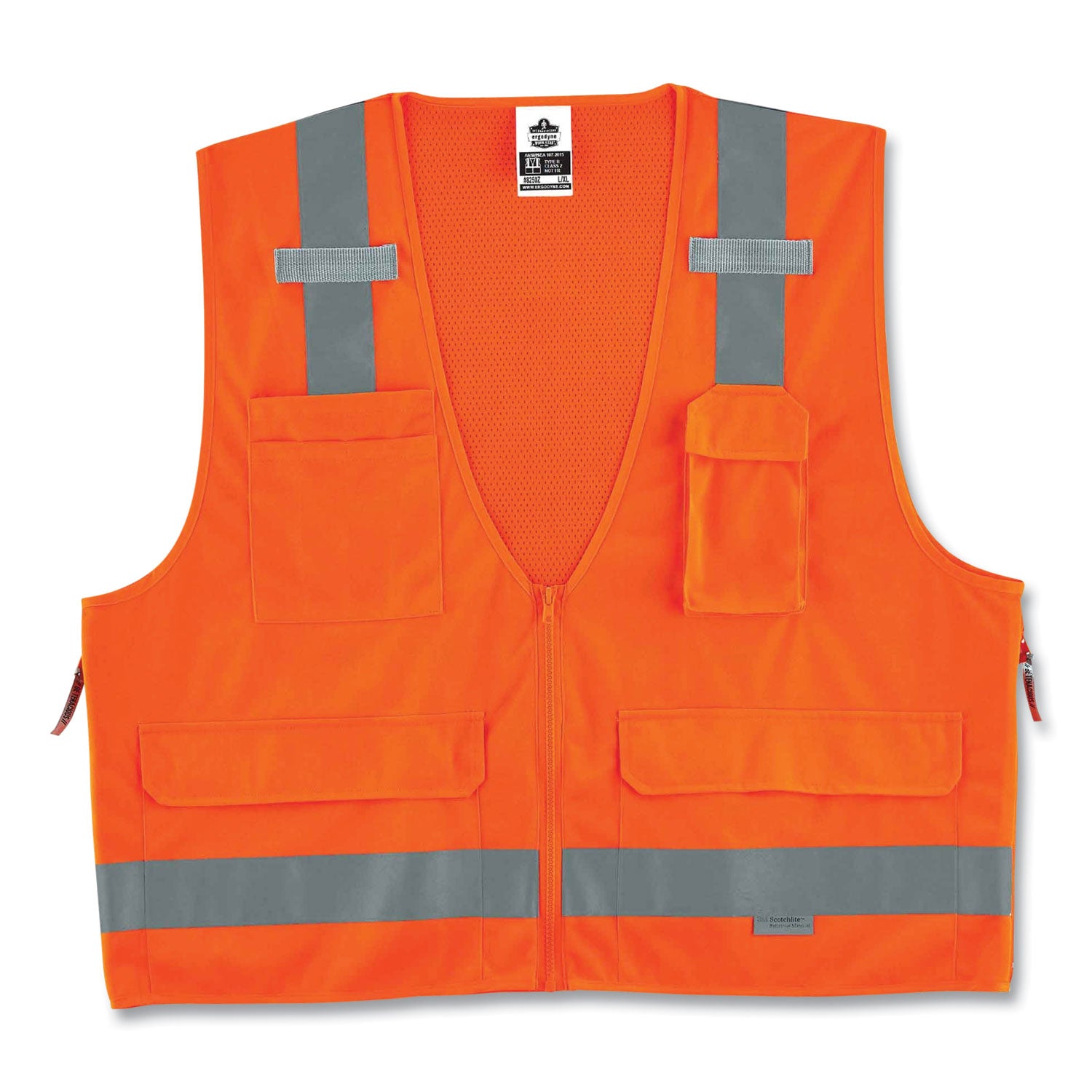 glowear-8250z-class-2-surveyors-zipper-vest-polyester-small-medium-orange-ships-in-1-3-business-days_ego21413 - 1