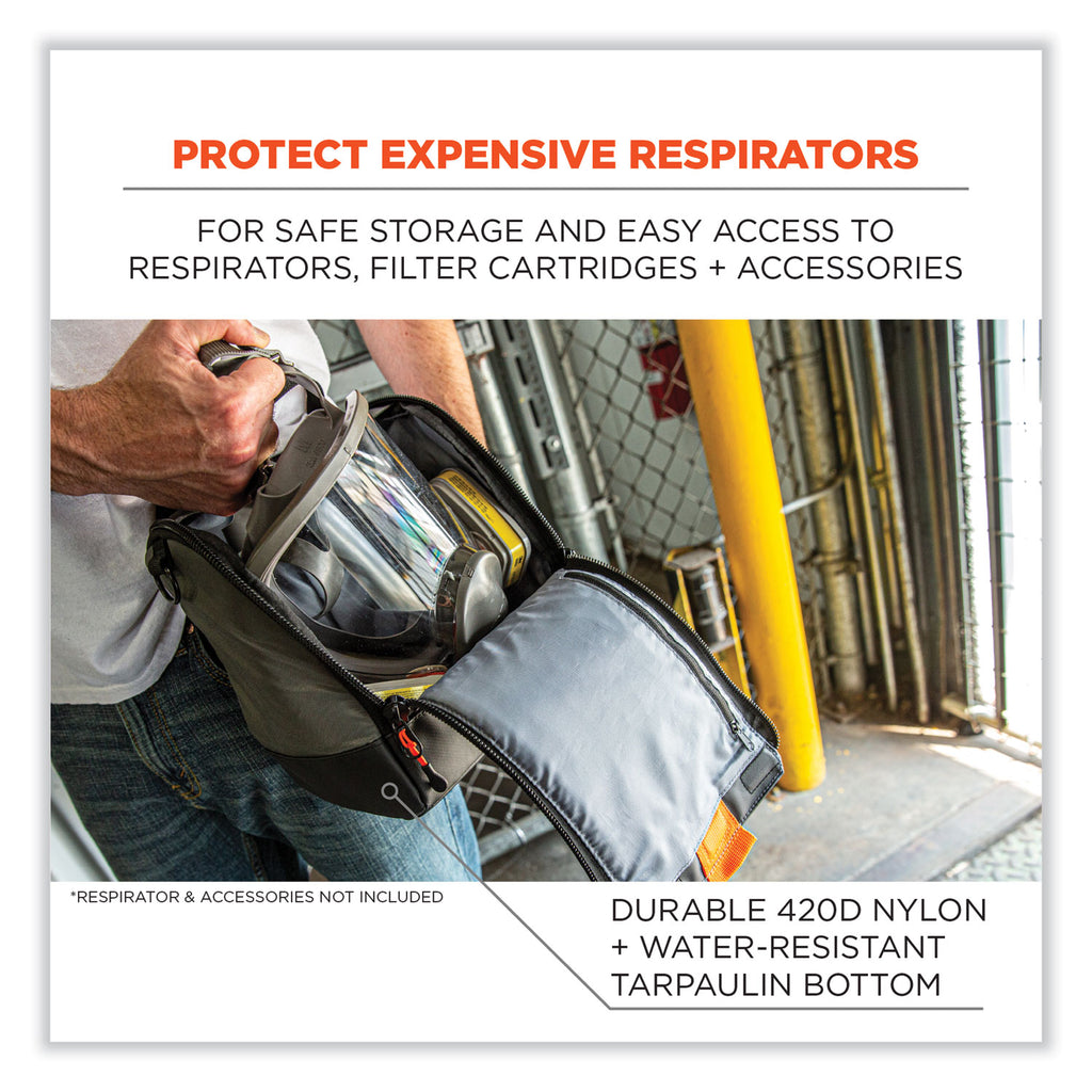 Arsenal 5185 Full Respirator Bag with Zipper Magnetic Closure, 5.5 x 9.5 x 9.5, Gray, Ships in 1-3 Business Days