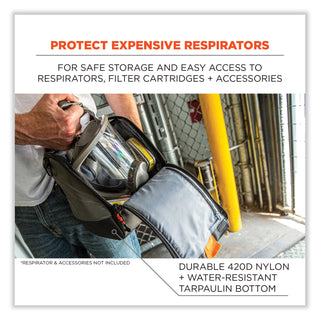 Arsenal 5185 Full Respirator Bag with Zipper Magnetic Closure, 5.5 x 9.5 x 9.5, Gray, Ships in 1-3 Business Days