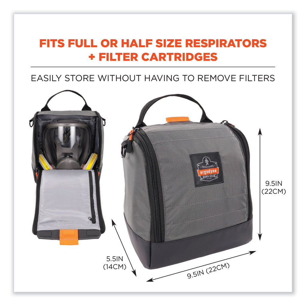 Arsenal 5185 Full Respirator Bag with Zipper Magnetic Closure, 5.5 x 9.5 x 9.5, Gray, Ships in 1-3 Business Days