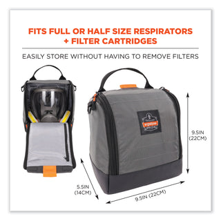 Arsenal 5185 Full Respirator Bag with Zipper Magnetic Closure, 5.5 x 9.5 x 9.5, Gray, Ships in 1-3 Business Days