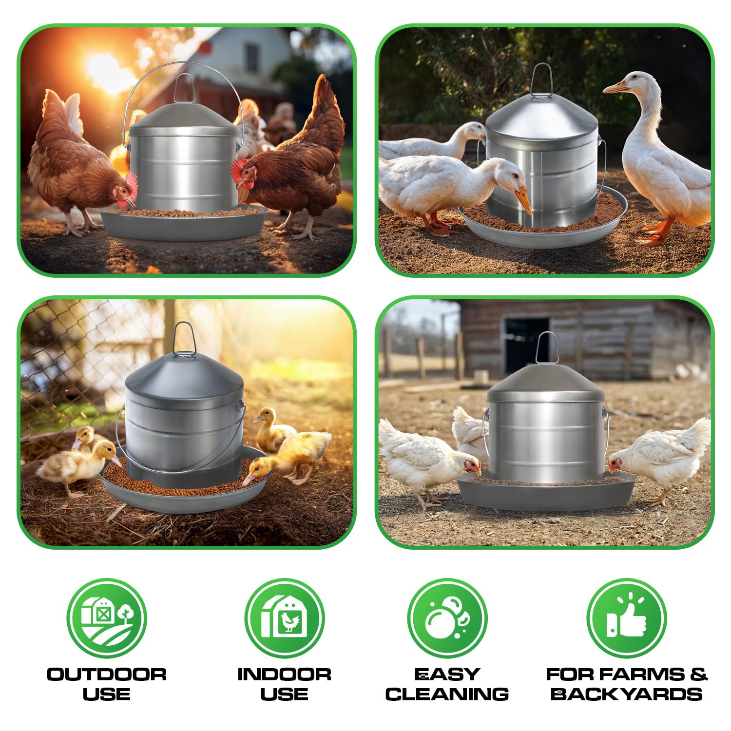 2 Gallon Stainless Steel Automatic Poultry Drinker