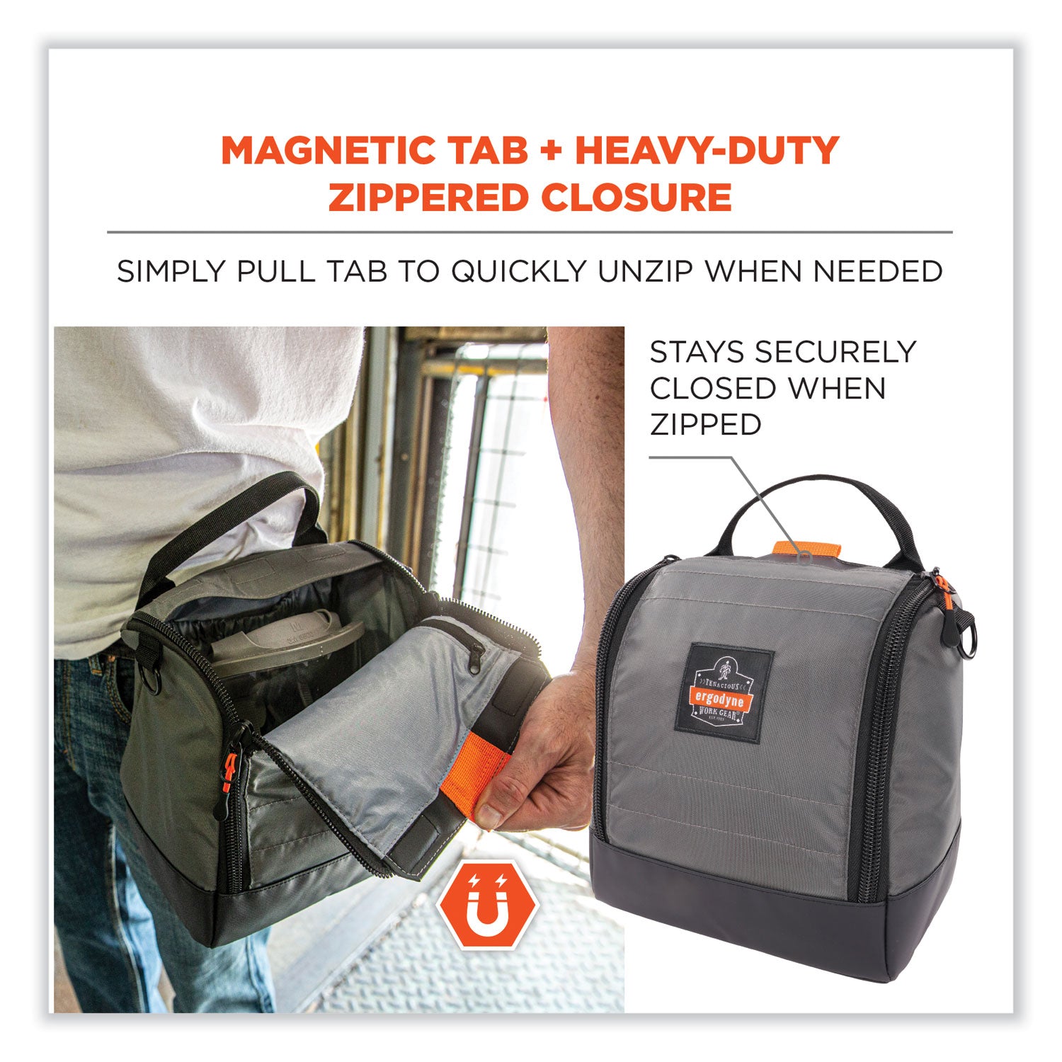 Arsenal 5185 Full Respirator Bag with Zipper Magnetic Closure, 5.5 x 9.5 x 9.5, Gray, Ships in 1-3 Business Days
