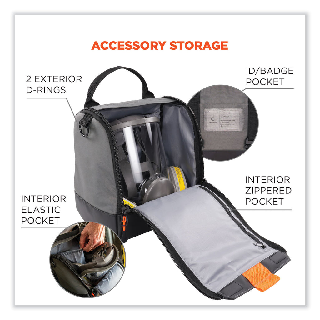 Arsenal 5185 Full Respirator Bag with Zipper Magnetic Closure, 5.5 x 9.5 x 9.5, Gray, Ships in 1-3 Business Days