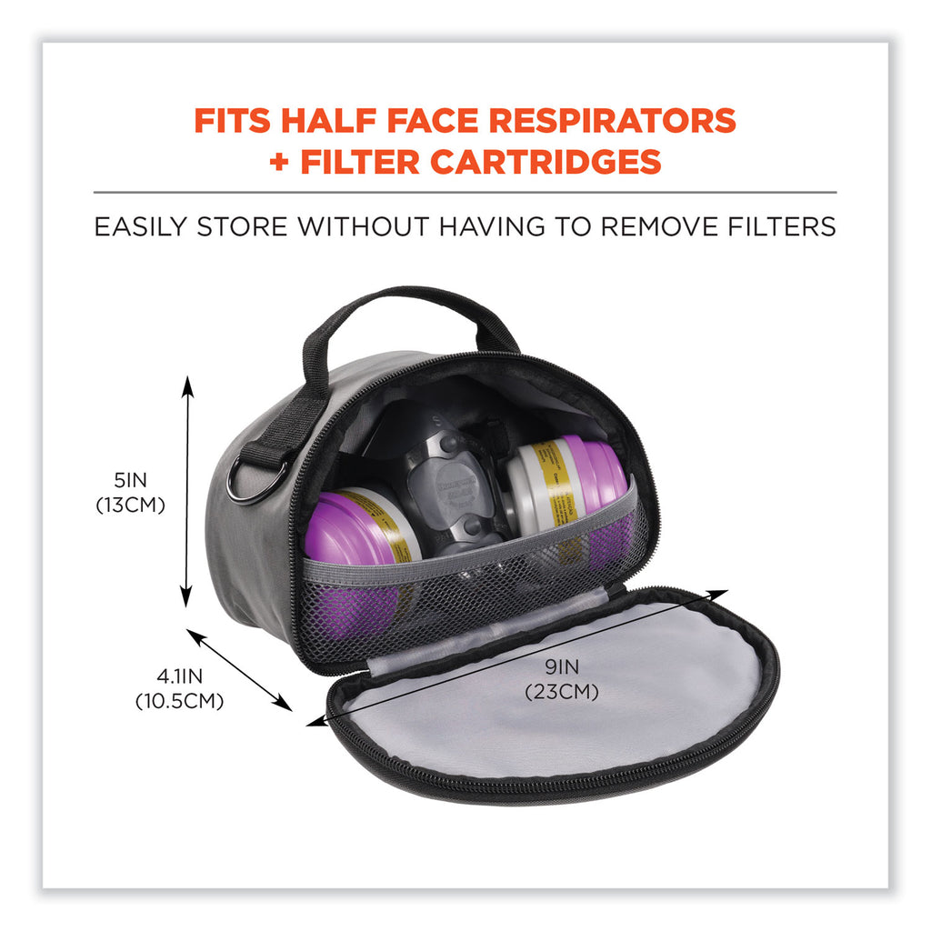 Arsenal 5187 Clamshell Half Respirator Bag with Zipper Closure, 4 x 9 x 5, Gray, Ships in 1-3 Business Days