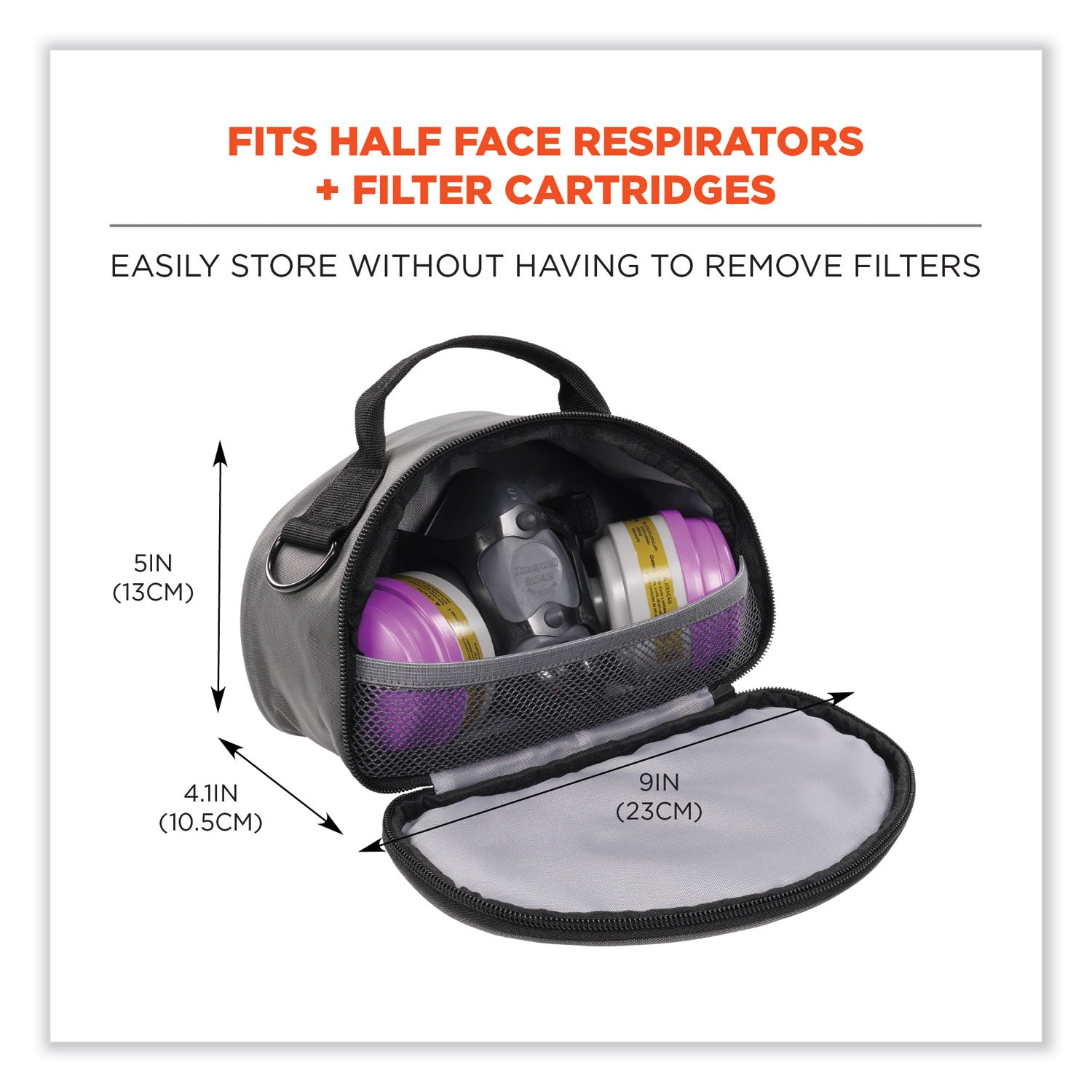 arsenal-5187-clamshell-half-respirator-bag-with-zipper-closure-4-x-9-x-5-gray-ships-in-1-3-business-days_ego13187 - 3