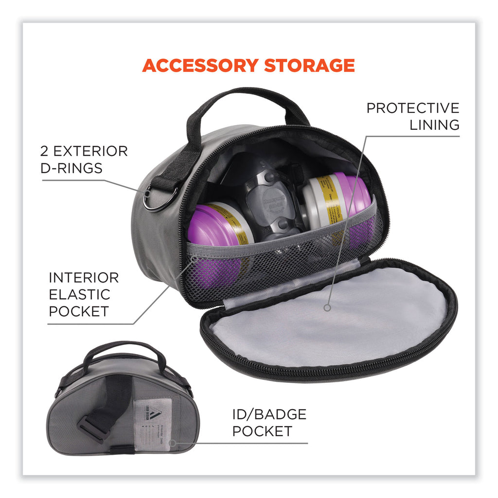 Arsenal 5187 Clamshell Half Respirator Bag with Zipper Closure, 4 x 9 x 5, Gray, Ships in 1-3 Business Days