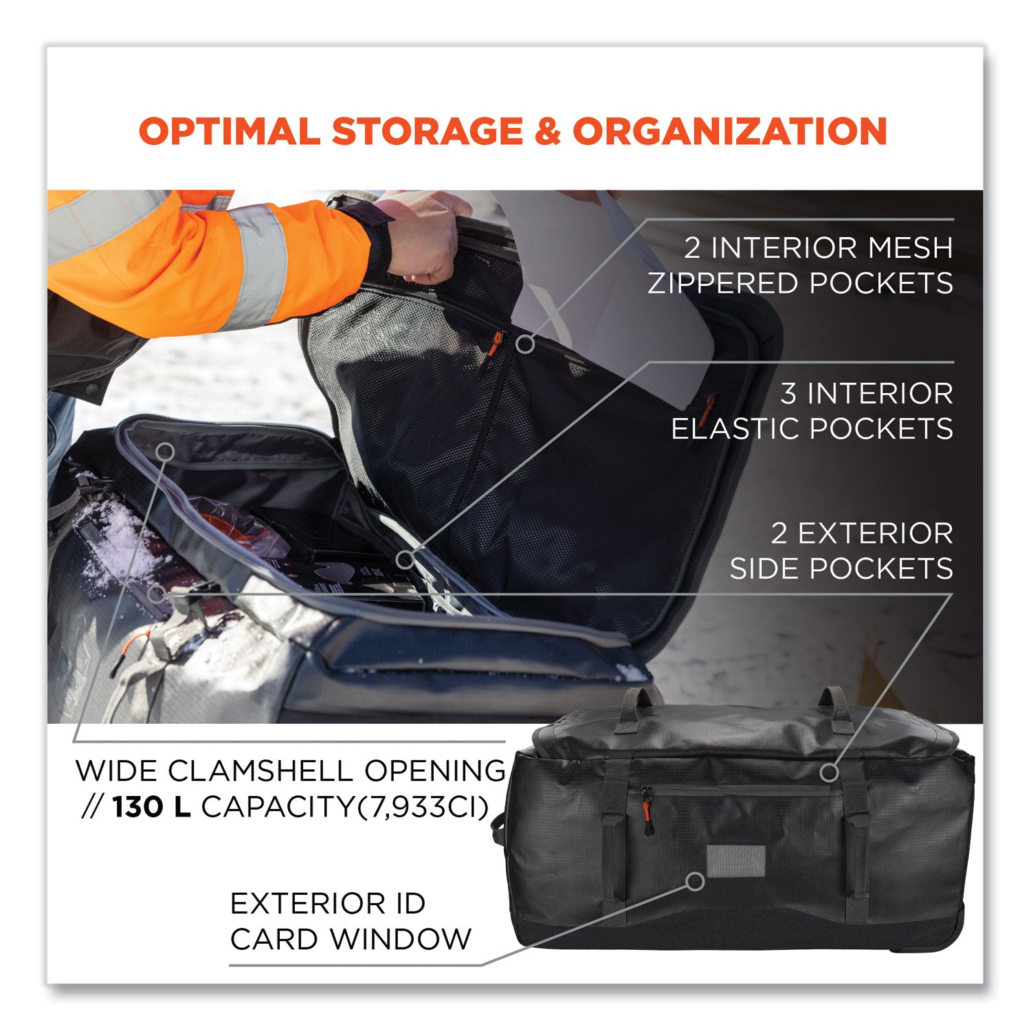 Arsenal 5032 Water-Resistant Wheeled Duffel Bag, 15 x 31.5 x 15, Black, Ships in 1-3 Business Days