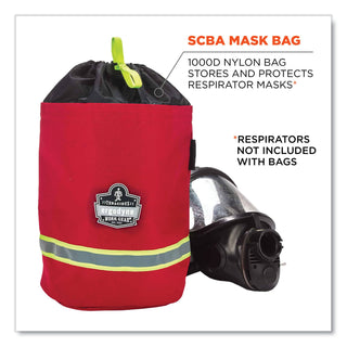 Arsenal 5080L Fleece-Lined SCBA Mask Bag with Drawstring Closure, 8.5 x 8.5 x 14, Red, Ships in 1-3 Business Days