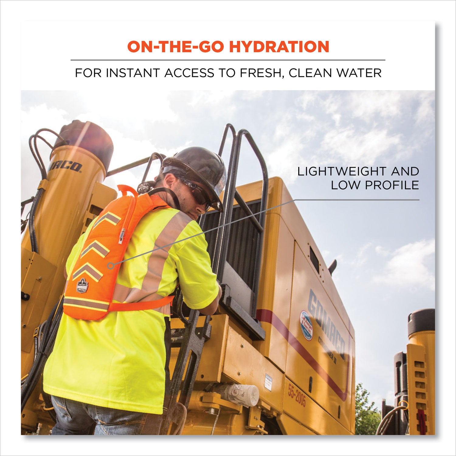 Chill-Its 5155 Low Profile Hydration Pack, 2 L, Hi-Vis Lime, Ships in 1-3 Business Days