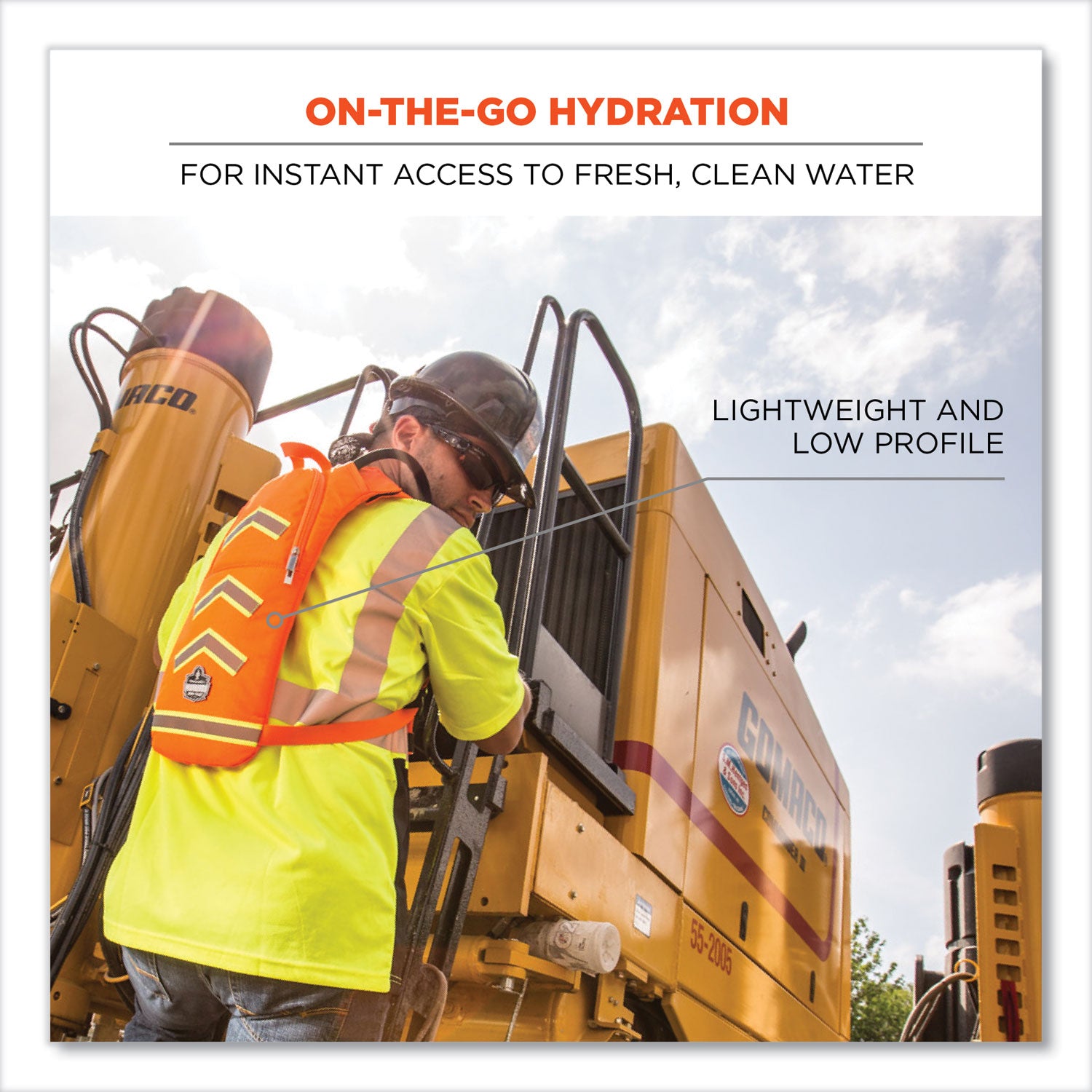 Chill-Its 5155 Low Profile Hydration Pack, 2 L, Hi-Vis Orange, Ships in 1-3 Business Days