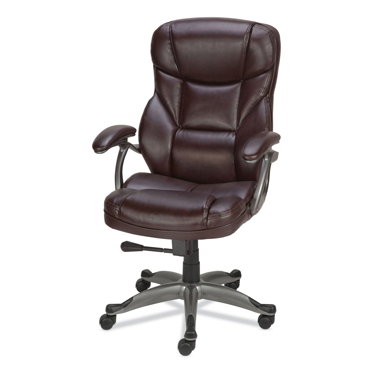 Alera Birns Series High-Back Task Chair, Supports Up to 250 lb, 18.11" to 22.05" Seat Height, Brown Seat/Back, Chrome Base - 3