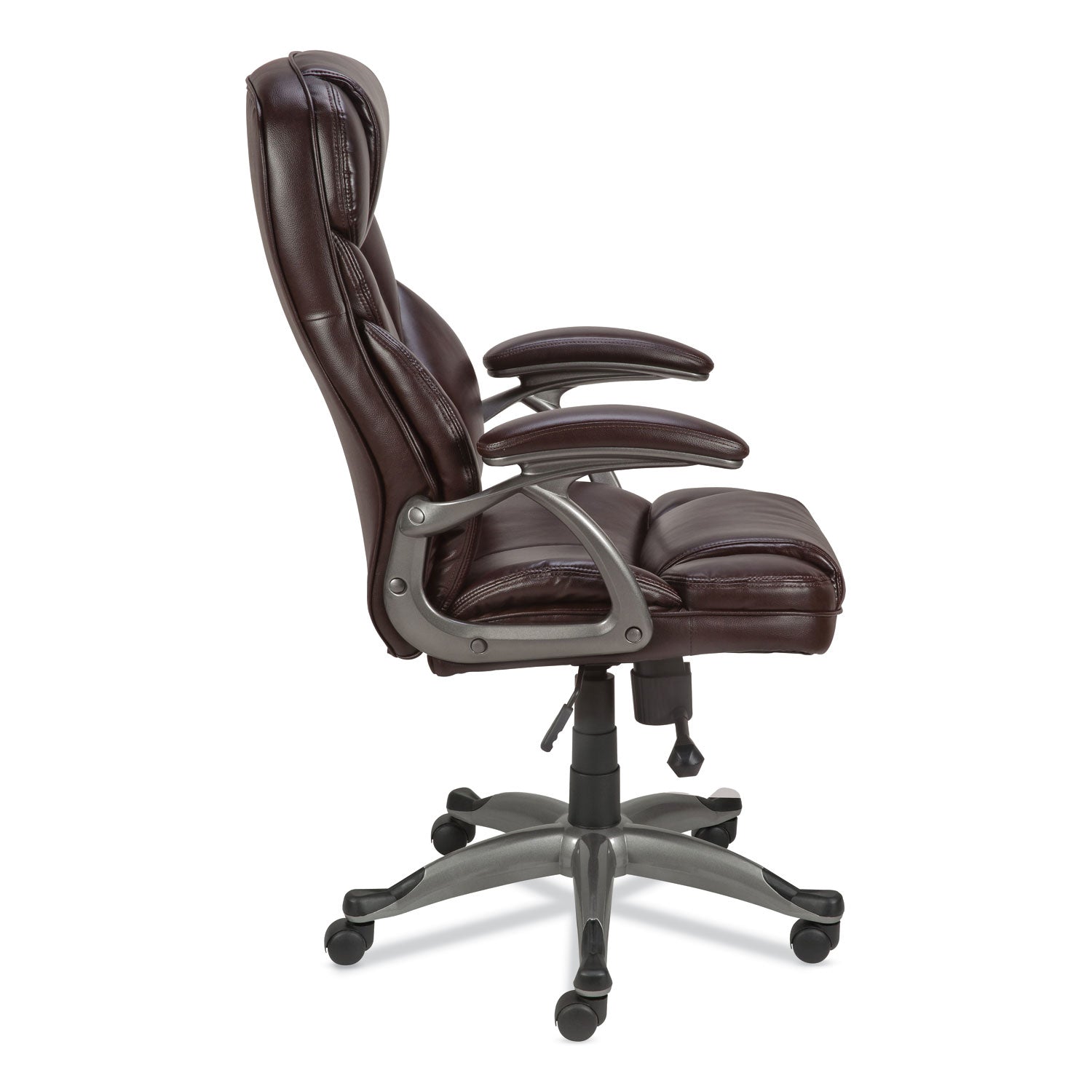 Alera Birns Series High-Back Task Chair, Supports Up to 250 lb, 18.11" to 22.05" Seat Height, Brown Seat/Back, Chrome Base - 4