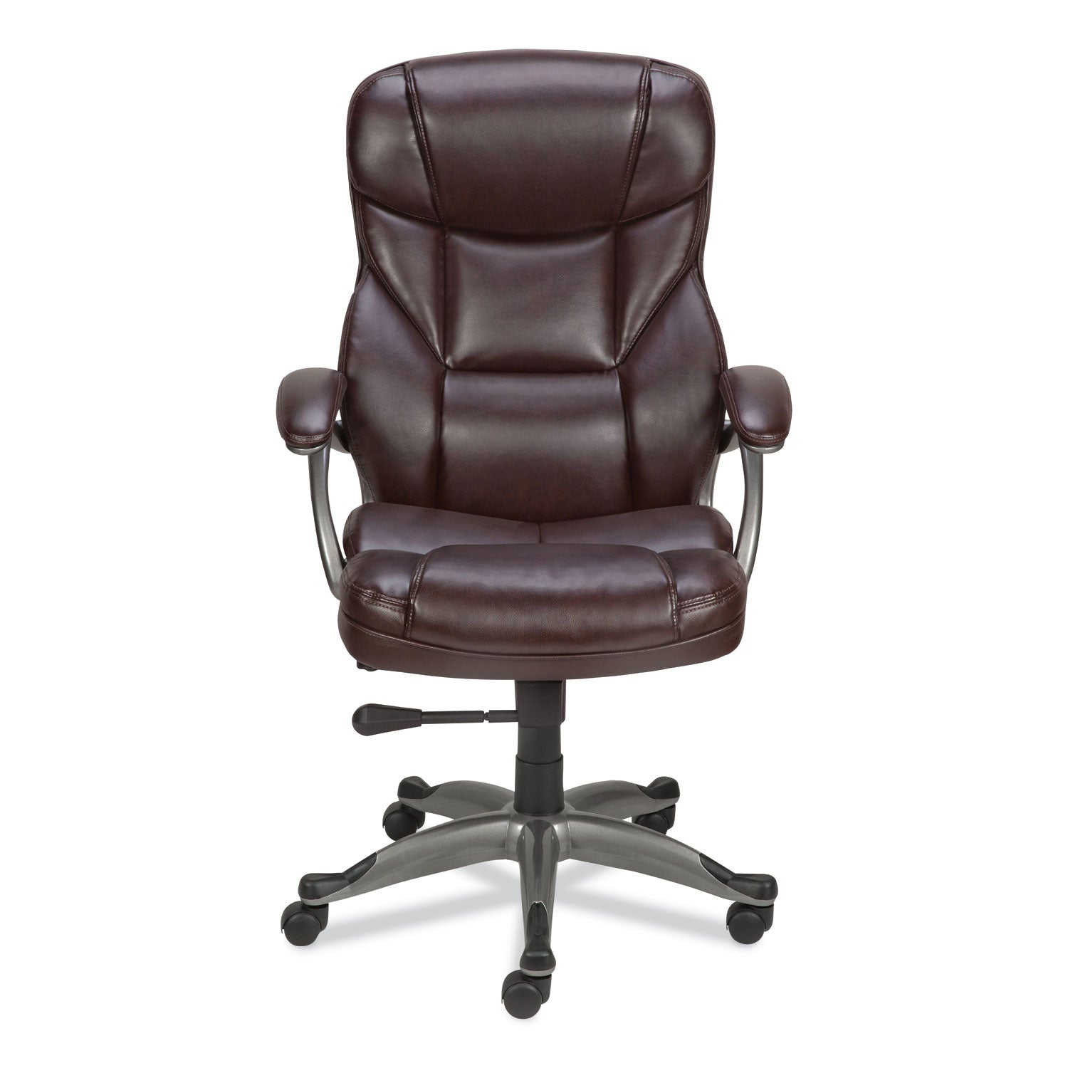 Alera Birns Series High-Back Task Chair, Supports Up to 250 lb, 18.11" to 22.05" Seat Height, Brown Seat/Back, Chrome Base - 1