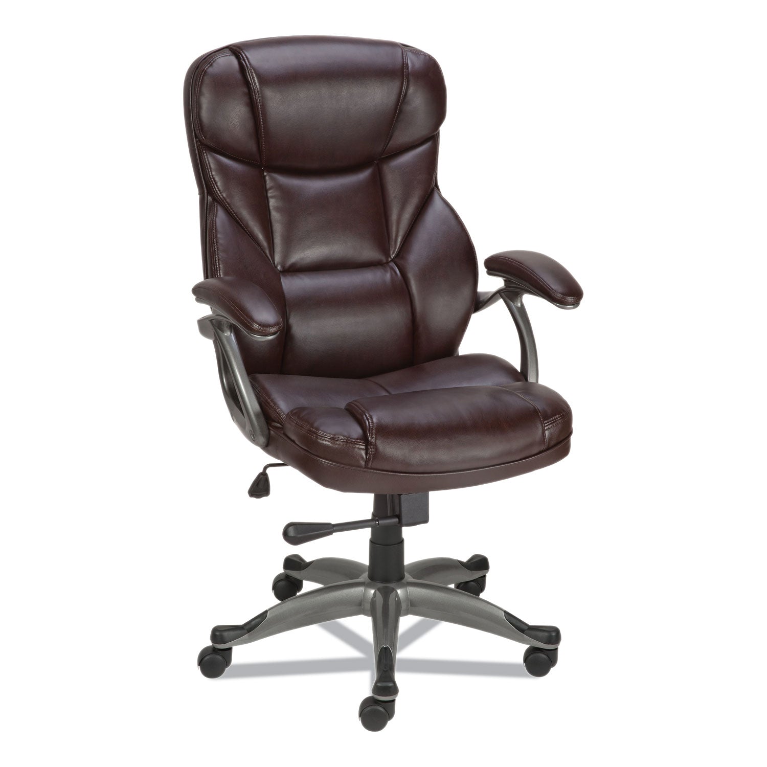 Alera Birns Series High-Back Task Chair, Supports Up to 250 lb, 18.11" to 22.05" Seat Height, Brown Seat/Back, Chrome Base - 2