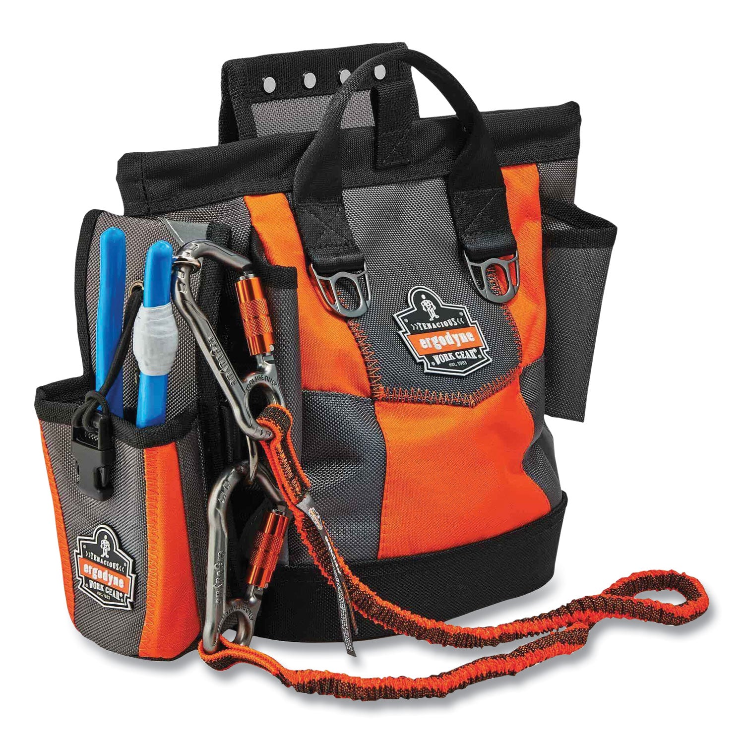 Arsenal 5527 Premium Topped Tool Pouch with Hinged Closure, 6 x 10 x 11.5, Polyester, Orange, Ships in 1-3 Business Days