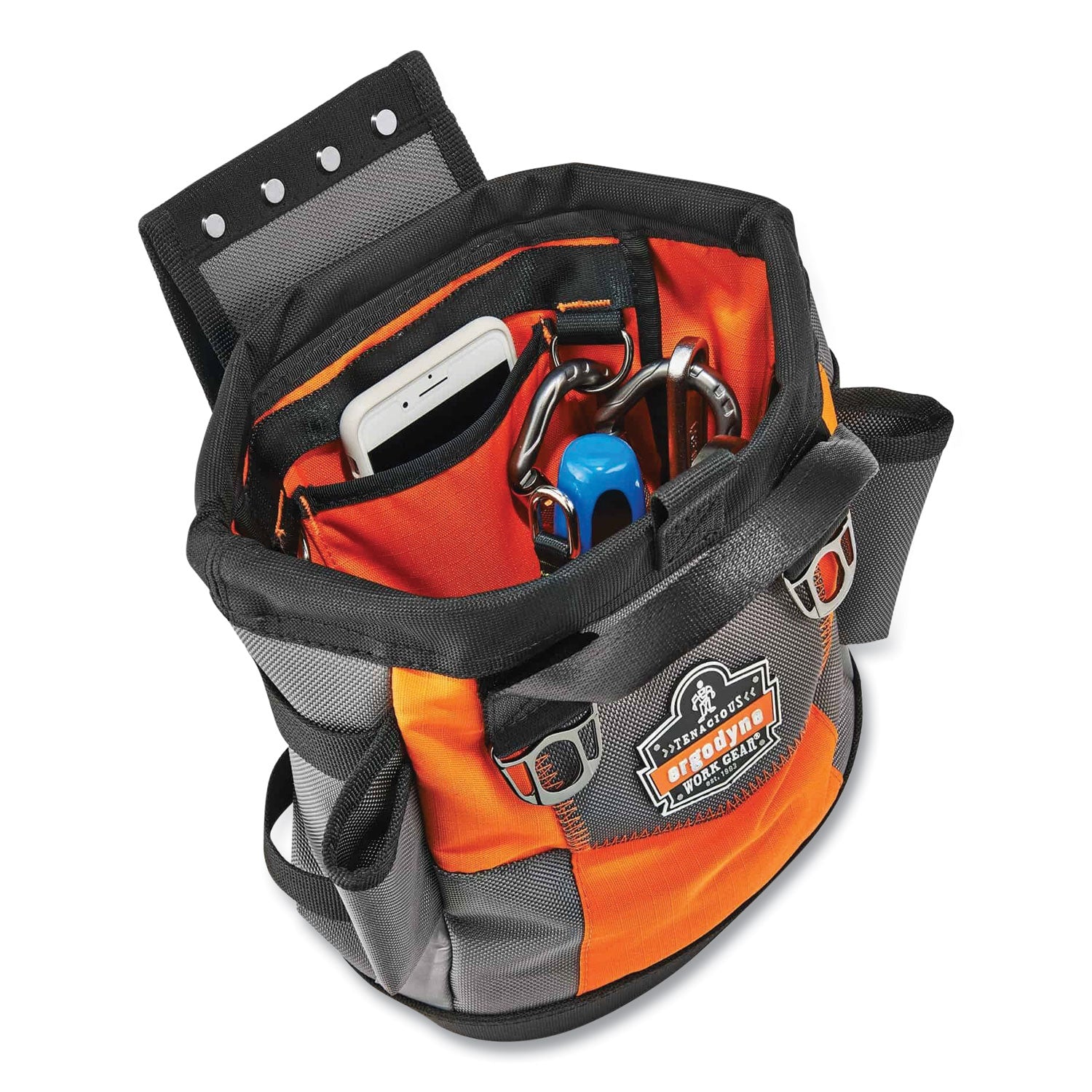 Arsenal 5527 Premium Topped Tool Pouch with Hinged Closure, 6 x 10 x 11.5, Polyester, Orange, Ships in 1-3 Business Days