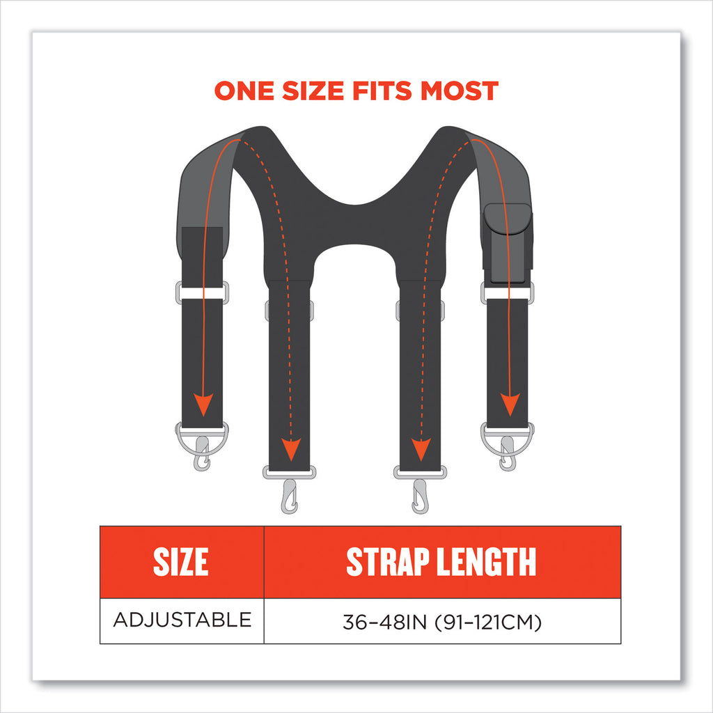 Arsenal 5560 Padded Tool Belt Suspenders, 36" to 48" Waist, 3" Wide, Polyester, Gray, Ships in 1-3 Business Days