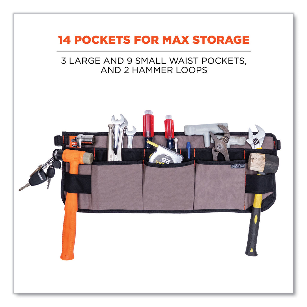 Arsenal 5707 Canvas Waist Apron, 14 Compartments, 25.5 x 34, Canvas, Gray, Ships in 1-3 Business Days