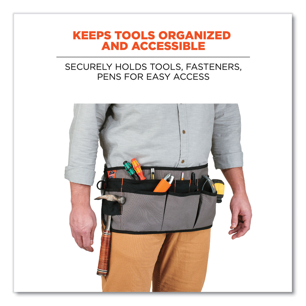 Arsenal 5707 Canvas Waist Apron, 14 Compartments, 25.5 x 34, Canvas, Gray, Ships in 1-3 Business Days